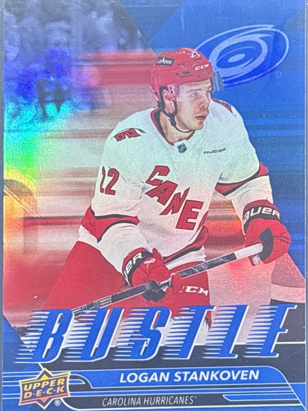Upper Deck Logan Stankoven Hockey Trading Card - Bustle Refractor